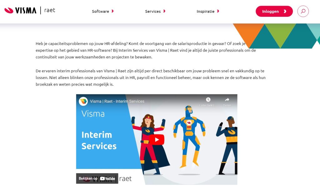 portfolio visma raet - screenshot website