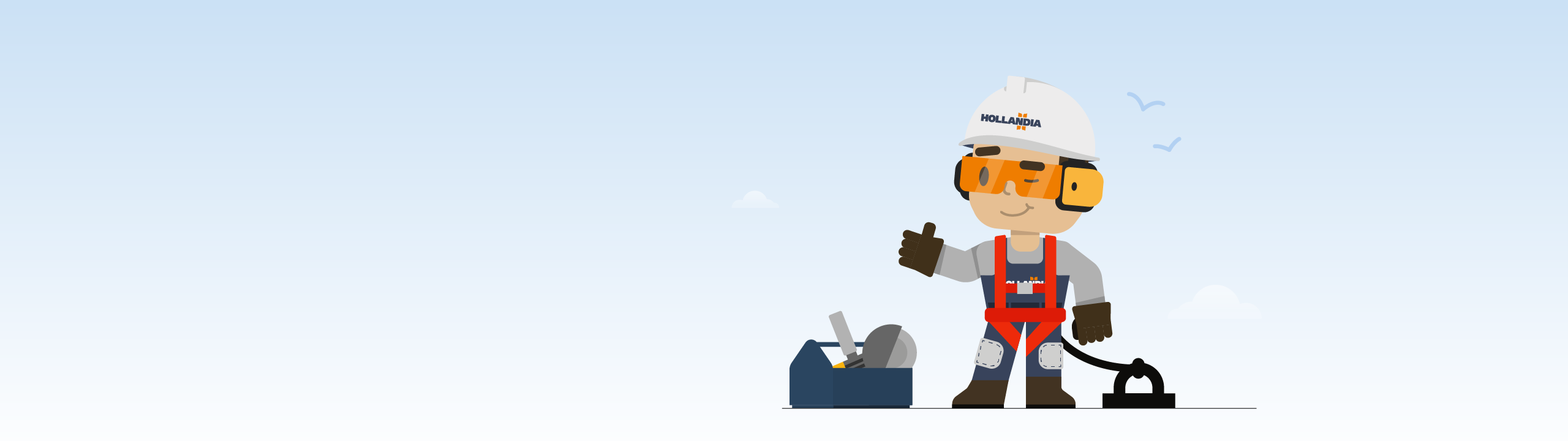 Veiligheidscampagne Hollandia - Header landingspagina met veiligheidsmascotte