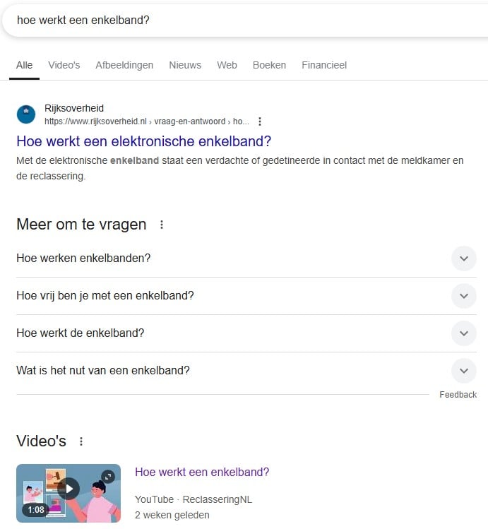 case study reclassering - screenshot google