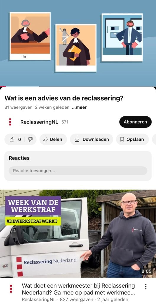 case study reclassering - screenshot youtube